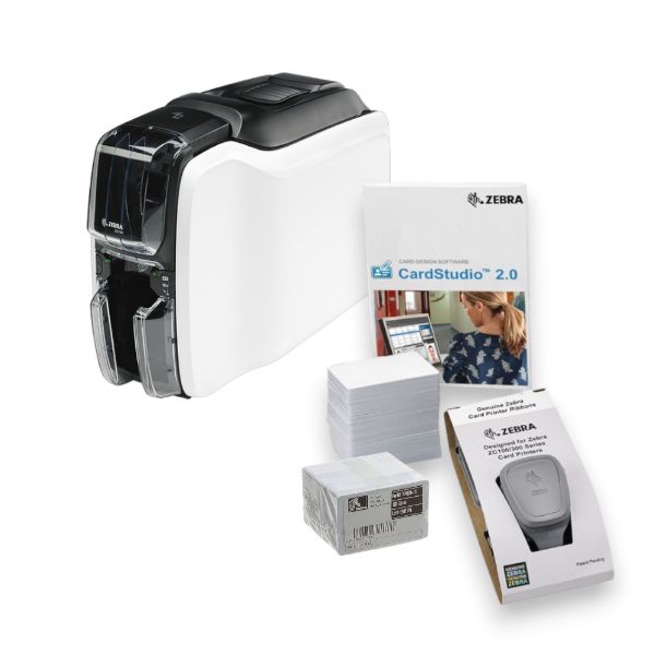 Picture of Zebra ZC100  Card Printer+Cards+Ribbon+CardStudio Bundle